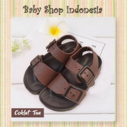 large S1016 Sepatu Sandal Bayi Sepatu Sandal Anak PVC Sandal Karet Anak Double Strap Coklat Tua